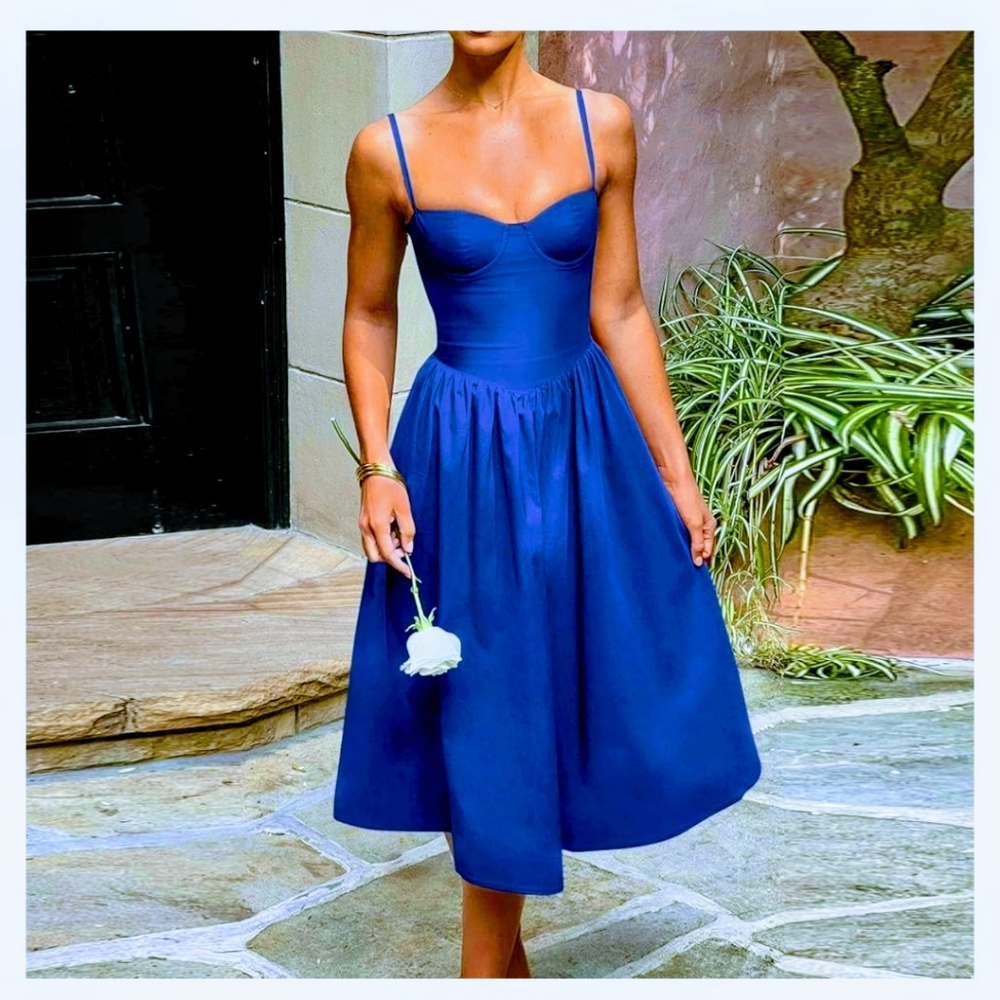Blue Spaghetti Strap Dress XXL